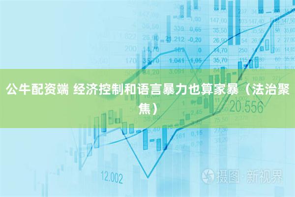 公牛配资端 经济控制和语言暴力也算家暴（法治聚焦）